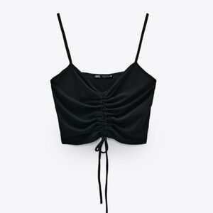 Zara Black Ruched Crop Camisole